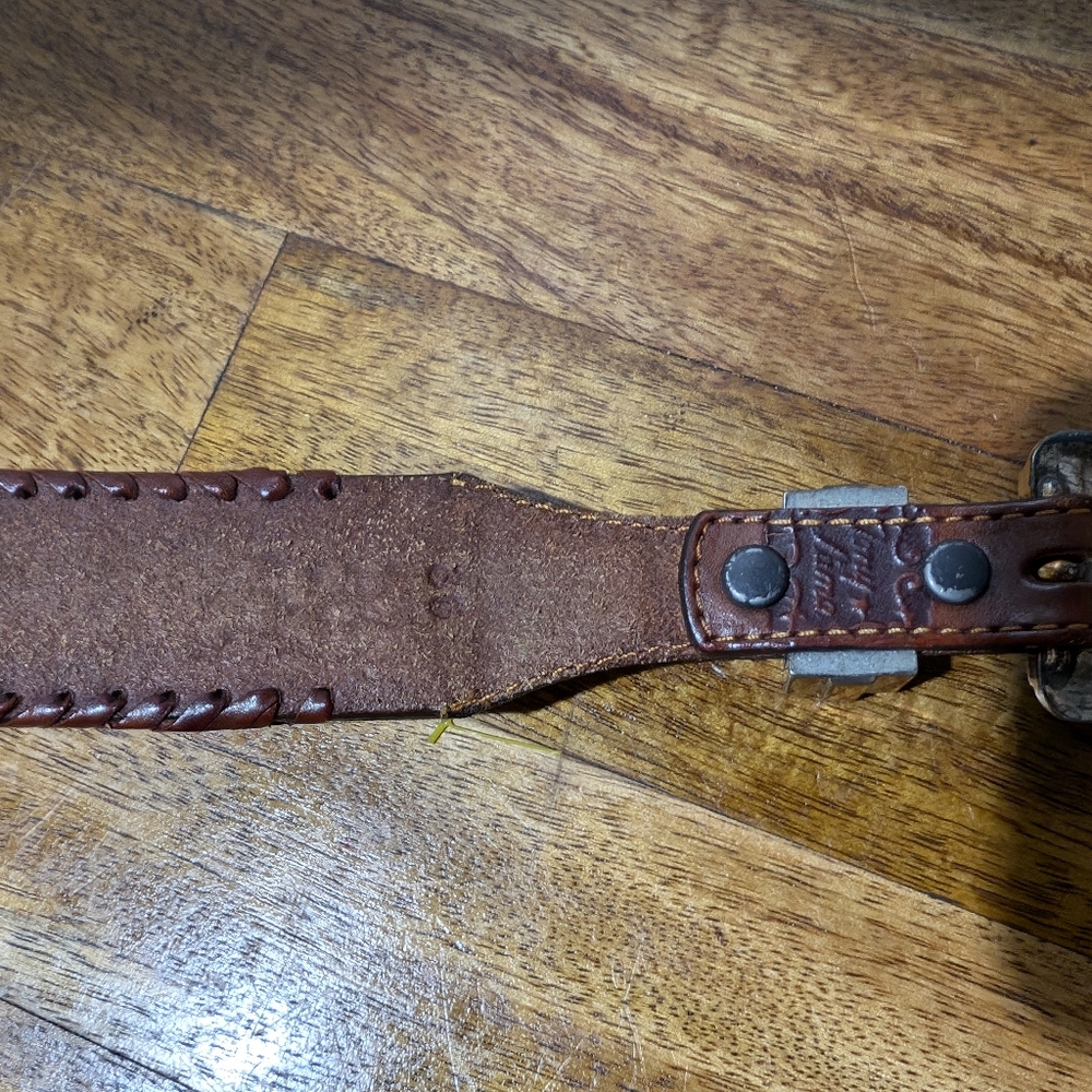 Tony Lama Belt Tooled Brown Leather 76706 women size 36 - Picture 7 of 8